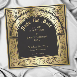 Save The Date Mariage Médiéval Gothique Noir Or