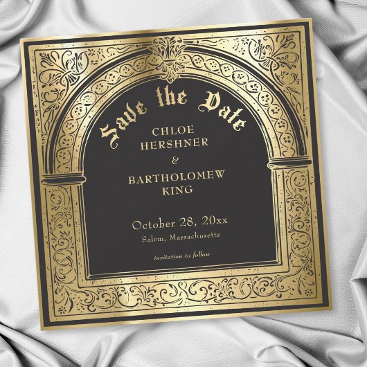 Save The Date Mariage Médiéval Gothique Noir Or