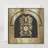 Save The Date Mariage Médiéval Gothique Noir Or (Dos)