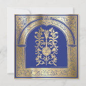 Save The Date Mariage Médiéval Or Bleu Gothique (Dos)