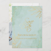 Save The Date Mariage Menthe et Or (Devant / Derrière)