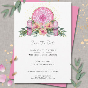 Save The Date Mariage métaphysique rose floral Mandala Crystals