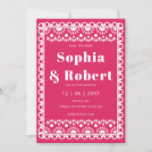 Save The Date Mariage mexicain Fiesta Pink Papel Picado Boho (Devant)