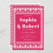 Save The Date Mariage mexicain Fiesta Pink Papel Picado Boho (Devant / Derrière)