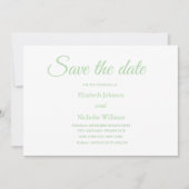 Save The Date mariage minimal classique vert sauvez la date (Devant)