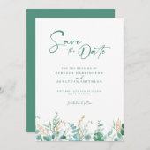 Save The Date Mariage minimal Eucalyptus Or Enregistrer La Date (Devant / Derrière)