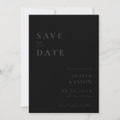 Save The Date Mariage minimal mat moderne noir (Devant)