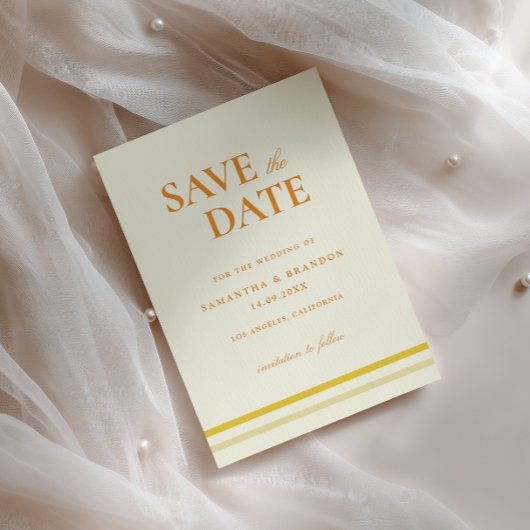 Save The Date Mariage minimal moderne écriture formelle jaune be