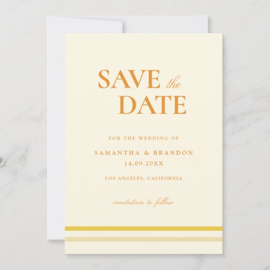 Save The Date Mariage minimal moderne écriture formelle jaune be (Devant)