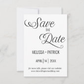 Save The Date Mariage minimal noir et blanc (Devant)