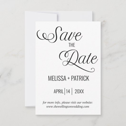 Save The Date Mariage minimal noir et blanc (Devant)