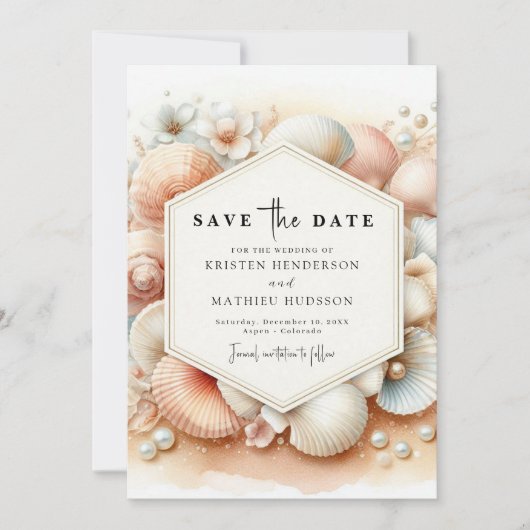Save The Date Mariage minimal sur la plage (Devant)