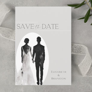 Save The Date Mariage Minimaliste Aquarelle Silhouette Simple