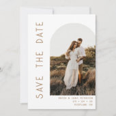 Save The Date Mariage minimaliste avec code QR de photo d'arche (Devant)