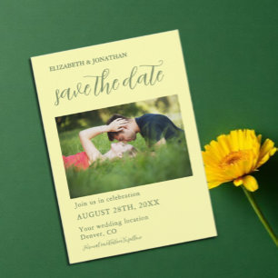 Save The Date Mariage minimaliste Beurre Jaune et Sage
