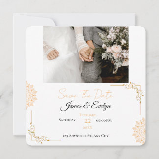 Save The Date Mariage minimaliste blanc marron