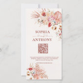 Save The Date Mariage minimaliste Boho Floral QR Code (Dos)