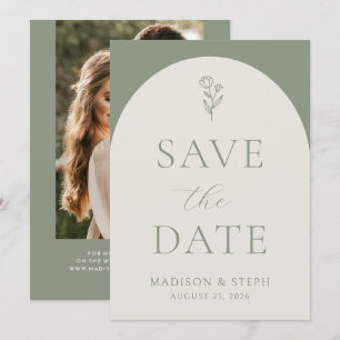 Save The Date Mariage minimaliste Botanique Sage Vert Boho