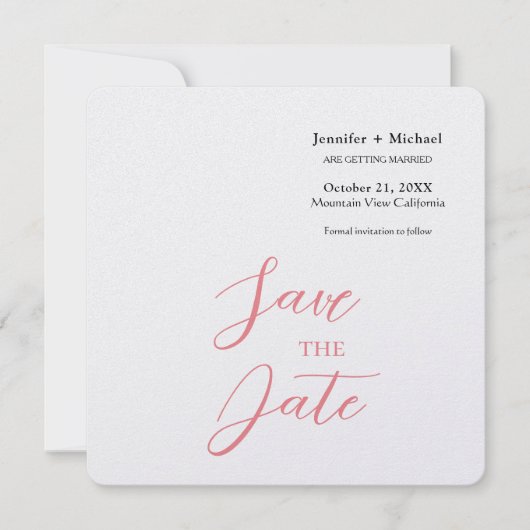 Save The Date Mariage Minimaliste Calligraphie (Devant)