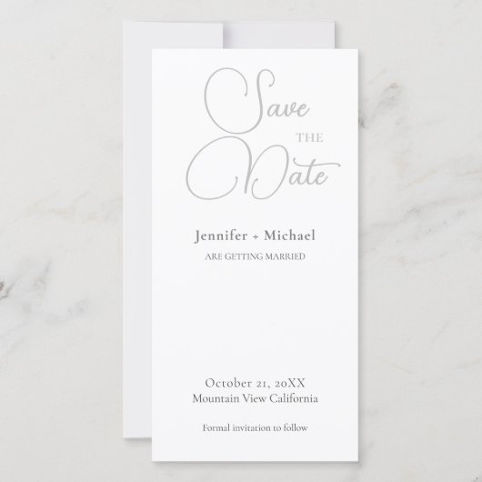 Save The Date Mariage Minimaliste Calligraphie  (Devant)