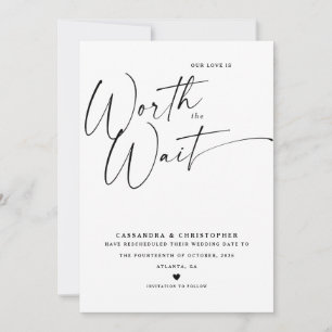 Save The Date Mariage minimaliste calligraphié noir et blanc nou