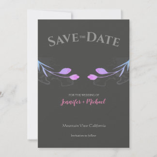 Save The Date Mariage Minimaliste Chic Gris Floral