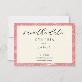 Save The Date Mariage minimaliste de corail rose