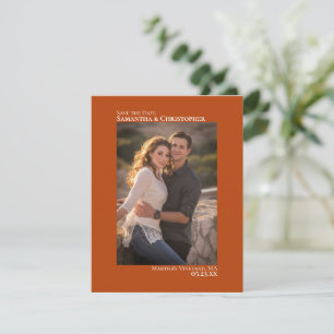Save The Date Mariage minimaliste de photo verticale orange roui