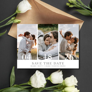Save The Date Mariage minimaliste de trois photos Enregistrer la