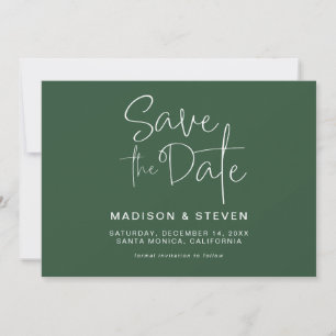 Save The Date Mariage minimaliste de typographie en vert pin