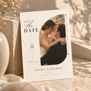 Save The Date Mariage Minimaliste Élégant à Photo Courbe