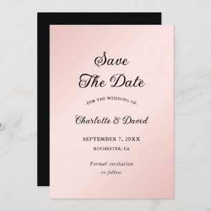 Save The Date Mariage minimaliste élégant rose et noir