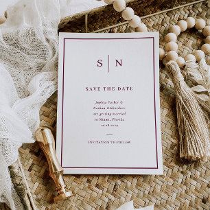 Save The Date Mariage minimaliste et chic avec bordure blanche e