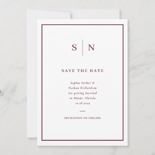 Save The Date Mariage minimaliste et chic avec bordure blanche e