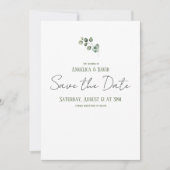 Save The Date Mariage minimaliste eucalyptus (Devant)
