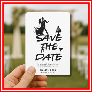 Save The Date Mariage Minimaliste Fantaisiste Funky Dessiné à la