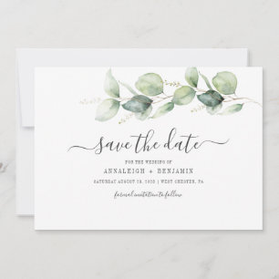 Save The Date Mariage minimaliste Feuille de l'eucalyptus botani