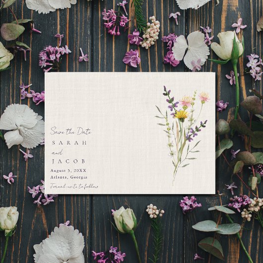 Save The Date Mariage minimaliste Fleur sauvage Boho
