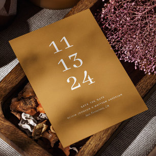 Save The Date Mariage minimaliste jaune moutarde automnal modern