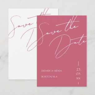 Save The Date Mariage Minimaliste Magenta Rose Typographie Scrip