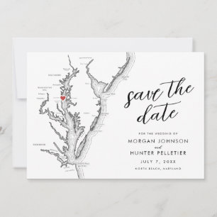 Save The Date Mariage minimaliste moderne à North Beach, MD
