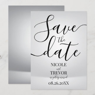Save The Date Mariage Minimaliste Moderne Argent Personnalisé
