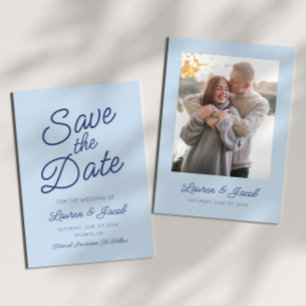 Save The Date Mariage Minimaliste Moderne Bleu