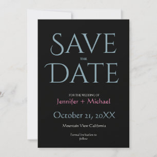Save The Date Mariage Minimaliste Moderne Chic Noir