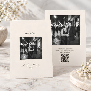 Save The Date Mariage minimaliste moderne écriture ivoire photo