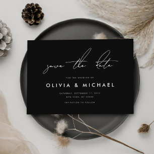 Save The Date Mariage minimaliste moderne noir Enregistrer la da