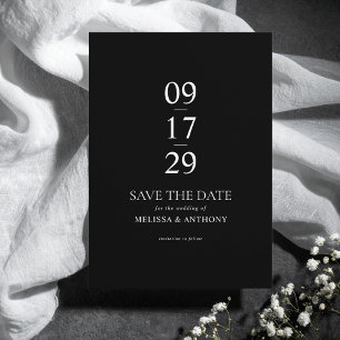 Save The Date Mariage minimaliste moderne noir et blanc