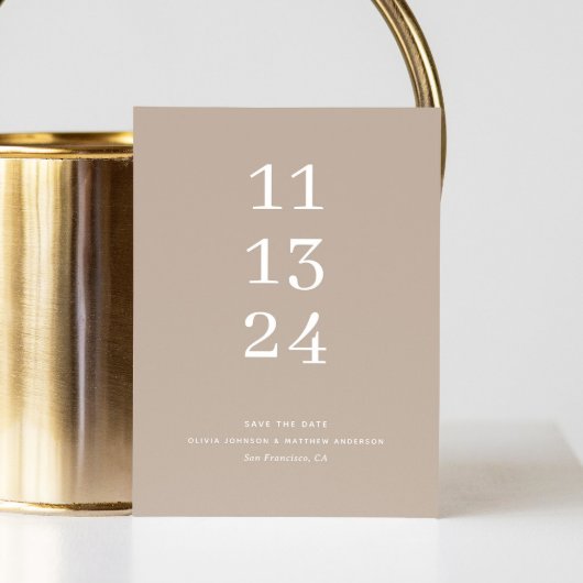 Save The Date Mariage minimaliste moderne simple taupe pâle past