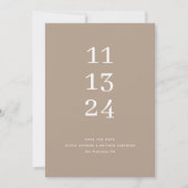 Save The Date Mariage minimaliste moderne simple taupe pastel pâ (Devant)