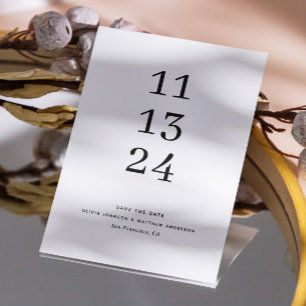 Save The Date Mariage Minimaliste Noir & Blanc Grande Date